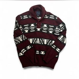 American Eagle Outfitters Maroon and Cream Turtleneck Sweater